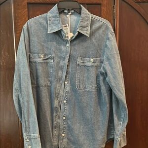 Love Notes Women's Blue Button Down Shirt